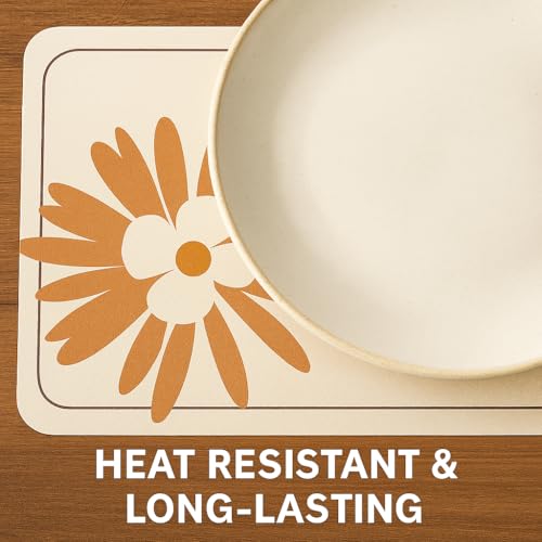 Image of YELONA Leather Dining Table Placemats Set of 4 - Waterproof, Heat Resistant, Anti-Slip, Easy to Clean Table Mats for Dining Table, Kitchen & Home Decor (Ivory White, 40 x 30 cm)