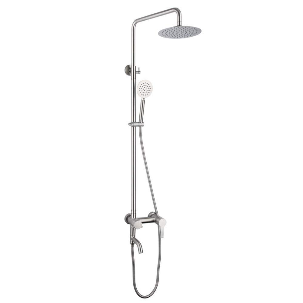 Système de douche mitigeur rond en acier inoxydable chromé pour salle de bain