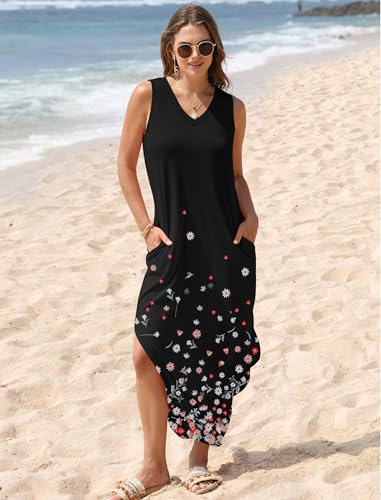Image of Sampeel Summer Dresses Maxi Dress Vacation Beach Sundresses 2025 with Pockets