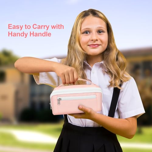Image of Large Capacity Pencil Case - Pencil Pouch for Teen Girls, Aesthetic Pouch Organizer with 8 Compartments, Wide Opening Marker Bag for Middle High School College, Fits Calculator, Pink