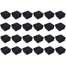 Colorsheng 24pcs Black Cube Hard Cardboard Small Gift Box for Ring Earring Jewelry2"x 2"