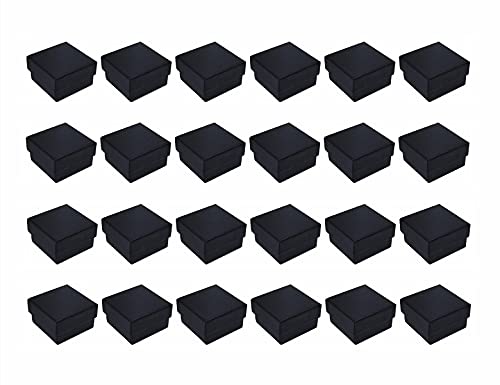 Colorsheng 24pcs Black Cube Hard Cardboard Small Gift Box for Ring Earring Jewelry（2"x 2"）