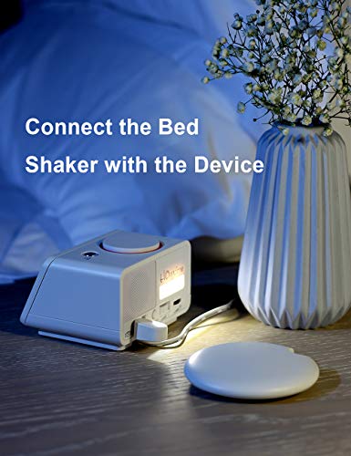 Homtime [Upgraded Version] Super Loud Alarm Clock With Wireless Bed Shaker For Heavy Sleepers, Dual Usb Charging Ports, Auto-Dimming,Melody Alarm, Snooze, Gesture-Controlled Nightlight-White #TOP3