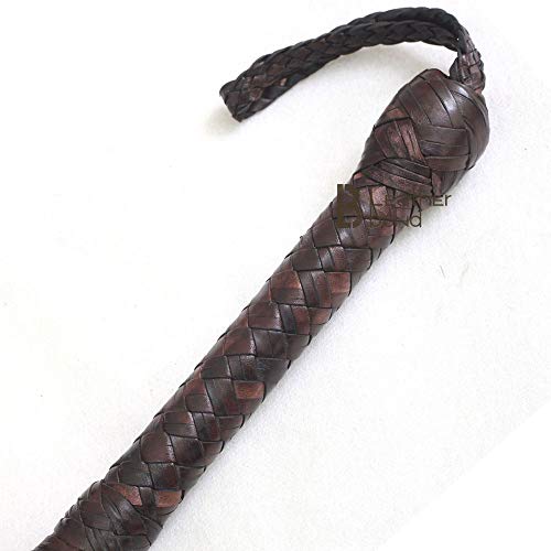 Bull Whip 06 Foot 16 Plaits Kangaroo Hide Leather Equestrian Bullwhip Leather Belly & Leather Bolster Inside, Indiana Jones Dark Brown #TOP4