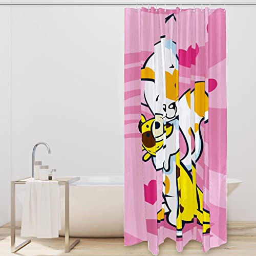 Rideau de douche imperméable chat et girafe anti-éclaboussures