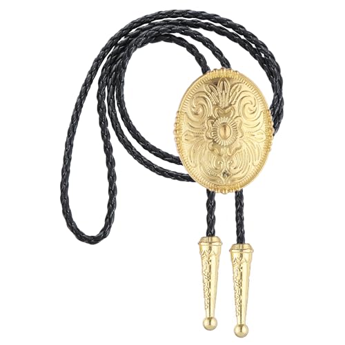 Image of GelConnie Floral Bolo Tie for Men Womens Bolo Tie Necklace Native American Black Men's Bolo Ties Western Cowboy Bolero Ties