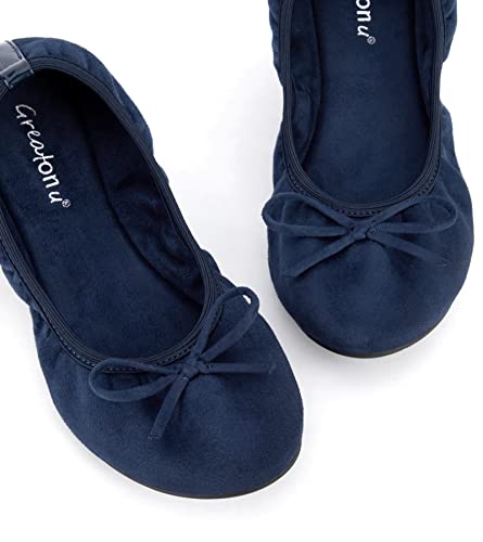 Greatonu Damen Geschlossene Ballerinas Flach Freizeit Tanzschuhe, Blau, 37 EU