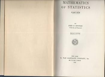 Hardcover Mathematics of Statistics Part One Second Edition Book