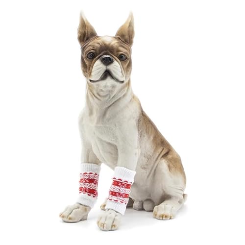 Hohopeti 4Pcs Christmas Dog Leg Warmer Pet Leg Sleeves Knee Protectors Snowflake Pattern for Dogs Cats Warm and Comfortable Breathable Material - S