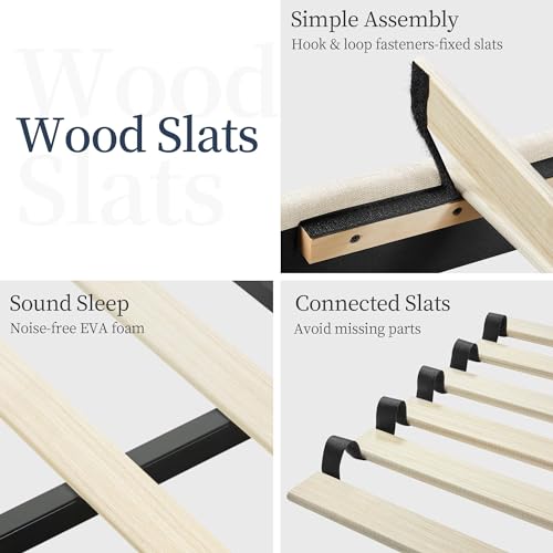 Yaheetech YT-00127945 Queen Bed Frame Upholstered Platform Bed thumb #6