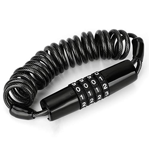 Laelr Bike Cable Lock, Bike Lock Cable Mini Cycling Combination Bicycle Cable Lock Portable Anti-Theft Resettable 4 Digit for Travel Luggage Locks Helmet Lock Stretchable 62 inch