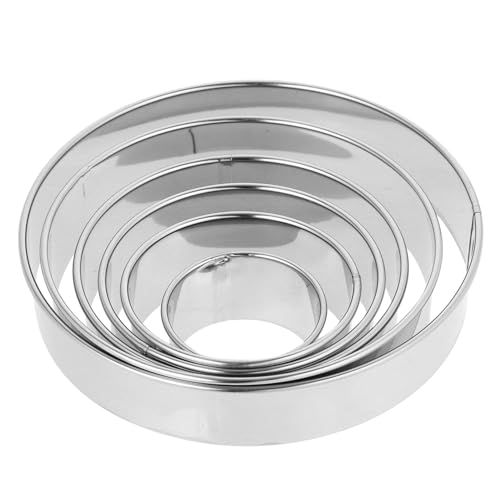 COLLBATH 6Pcs Stainless Steel Cake Ring Mousse Mold Non Stick Round Cake Cutter for Baking Lightweight Kitchen Tool Pastries for DIY Baking Projects