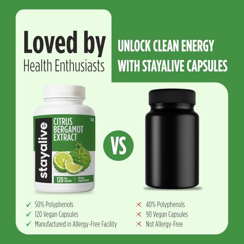 Image of STAY ALIVE Citrus Bergamot Capsules 1000mg, 30:1 Super Extract with 50% Polyphenolic Flavanones, 120 Pills, Citrus Bioflavonoids Natural Heart Health Supplements for Women & Men | Non-GMO, Gluten-Free