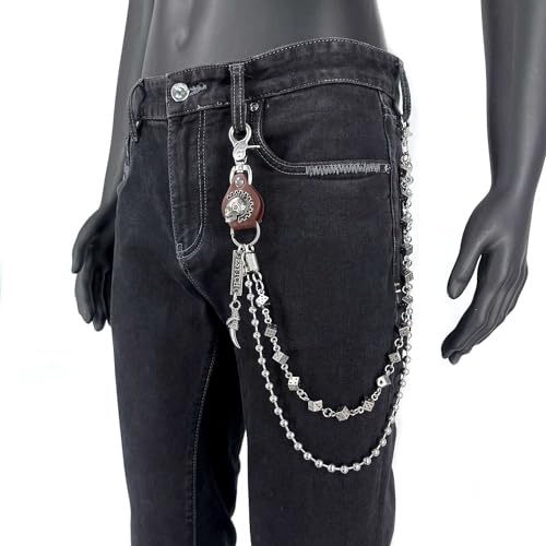 Image of Men Bicycle Strong Heavy Punk Rocker Biker Jeans Pants Chain Studs Keel Key Chain Mens Wallet Chain