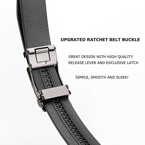 Genuine Leather Ratchet Belt with Automatic Buckle, Eagle Print Adjustable Slide Belt - Click Sliding Eagle Buckle4