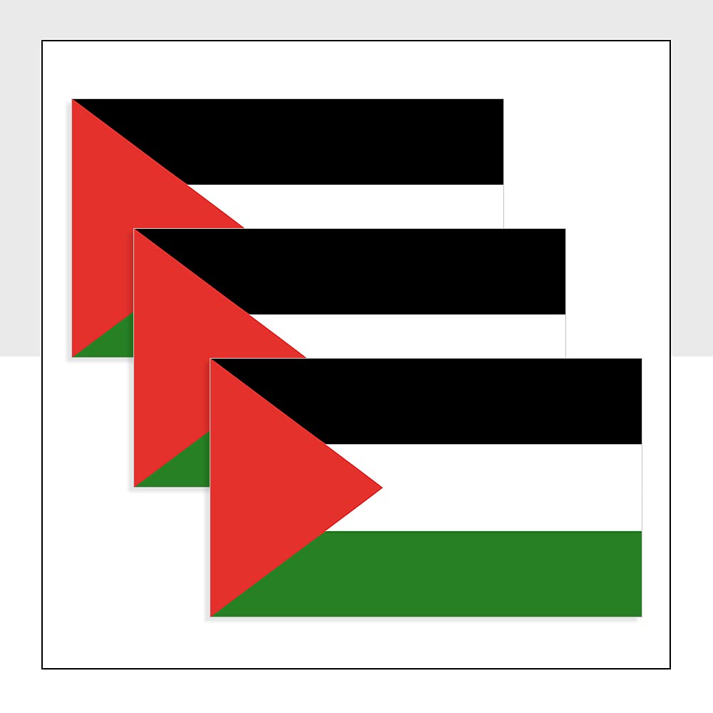 State of Palestine Flag Car Stickers Pack of 3 (100 x 60mm) Vinyl PSE Flag Labels for Bike Van Windows Helmet Bumpers Fridge Packwith® #P1044