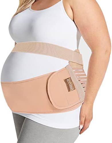 ACCUBIO Maternity Belly Bands, Belly Band Pregnancy Support, Pelvic Support Bands, Adjustable Maternity Belt, 3 in 1 Pregnancy Back Brace for All Stages, Relieve Waist Back Hip Pain(L)