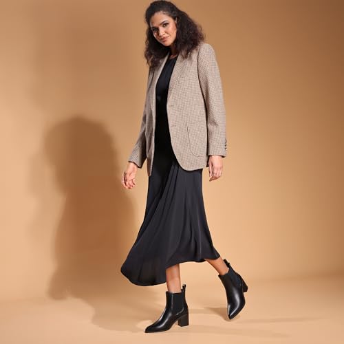 DREAM PAIRS Women's Retro Elastic Chelsea Ankle Boots Fashion Low Chunky Block Heel Pointed Toe Fall Heeled Booties Shoes, SDAB2314W, BLACK PU, SIZE 8.5