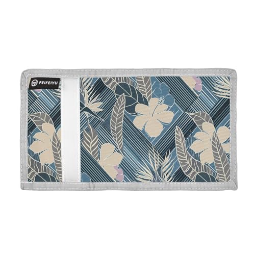 Flowers Stripes Dark Blue Kids Wallet for Boys Girls Outdoor Sport Trifold Wallets for Youth Teen Child Wallet with Zippered Coin Pockets Card Holders Front Pocket Wallets with Magic Sticker2