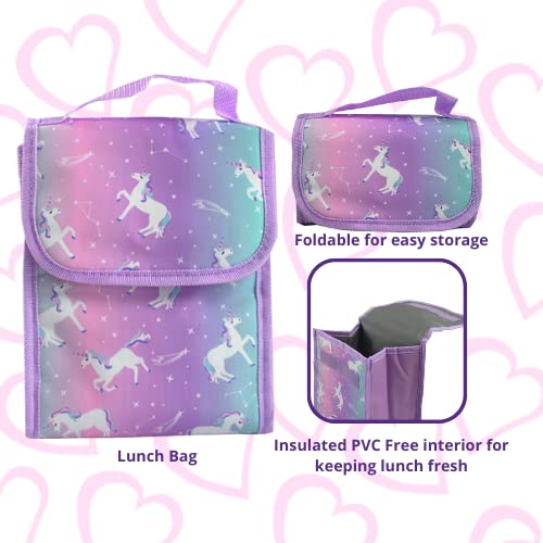 Club Libby Lu Unicorn Backpack Set For Girls, 16 Inch, 6 Pieces - Includes Foldable Lunch Bag, Water Bottle, Scrunchie, & Pencil Case #TOP3