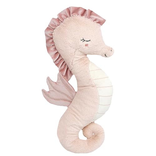 MON AMI Pink Seahorse Shaped Decor Pillow – 18x8”, Decorative Accent Throw Pillow, Ocean Stuffed Animal Plush for Nursery