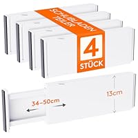 Lifewit 4 Set Schubladentrenner, Verstellbar Schubladen Trenner für Innenlänge 34 –50cm/13.5-22\ & Höhe＞13cm, Schubladen Organizer Ordnungssystem für Küche/Kleiderschränke/Schreibtisch/Büro, Weiß