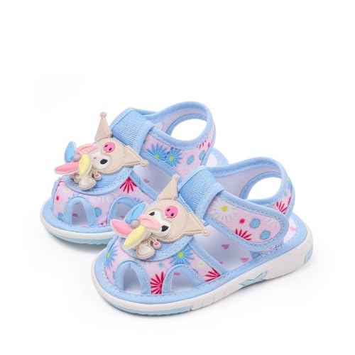 Infant Baby Girls Squeaky Sandals Premium Rubber Sole Closed-Toe Non-Slip Shoes Toddler Soft First Walkers Shoes