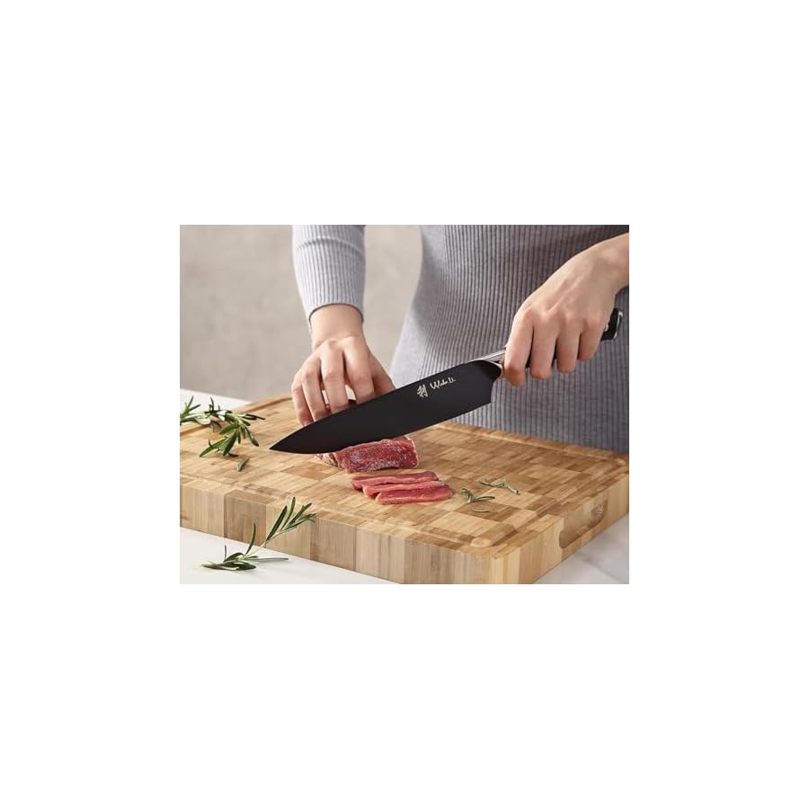 Wakoli Knife Block Sets, 5-Piece Chef Knife Set with Block - Professional Kitchen Knife Set with Magnetic Knife Block, 5Cr15MoV Stainless Steel Kitchen Knife Block Set with G10 Handles (Titanium Noir)