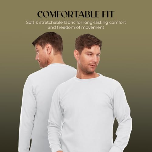 JMR Men’s Heavyweight Waffle Thermal Shirt - 100% Cotton Long Sleeve - Wear as Base Layer or Standalone - Warm & Breathable3