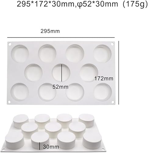 Miniatura 5 de Molde de silicona de cilindro plano para hornear, cubierta de chocolate, galletas, sándwich, muffins, magdalenas, pasteles, pudín, gelatina