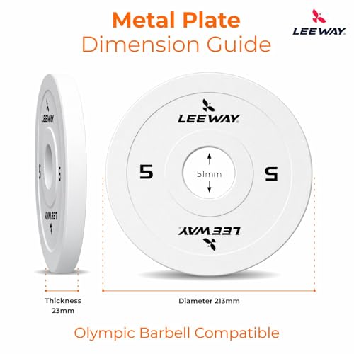 Image of Leeway Color Steel Weight Plates (5kg x 2) | Iron Plates for Gym | 51mm Olympic Hole | Metal weight for Home Gym & Powerlifting | Solid Steel Construction (Multi Color, 5kg Pair)