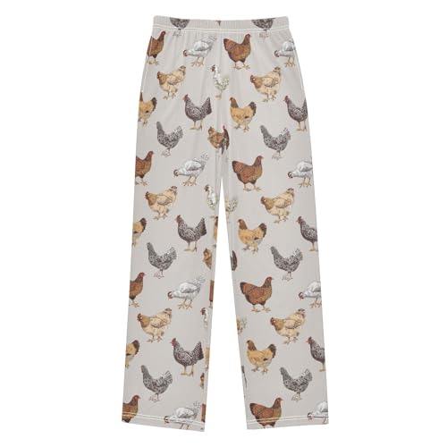 ZZXXB Cartoon Cock Hen Boys Long Pants Soft Trousers Elastic Waist Kids Lounge Bottoms with Pockets S-XL