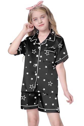 Image of Girls & Womens Satin Pajamas Set, Silk Button-Down Sleepwear 2 Piece Nightwear, 3 Years - Women XXL