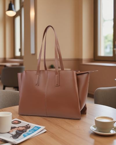 Work Tote Bag for Women Fits 14 In Laptop, Vegan Leather Purse miniatura 3