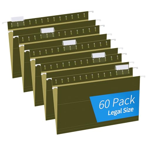 Hanging File Folders, RAZCC 60 Pack Reinforced Hanging Folders Legal Size, Designed for Bulky Files...