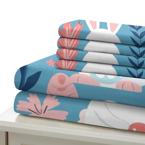 Housse de couette lapin 3D 135x200cm avec taies d'oreiller pour lit single