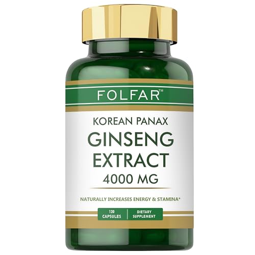 Folfar Korean Panax Ginseng Extract (4000 mg)- 120 Capsules | Naturally Increases Energy & Stamina Immune Support | Premium Adaptogen Formula for Stress Relief & Vitality | High Strength Ginsenosides