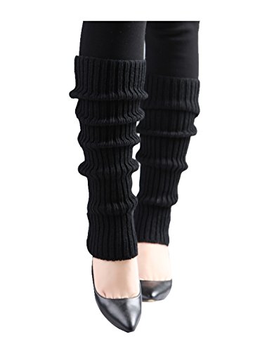 Image of uxcell Women's Knitted Design Solid Warm Thick Knee High Length Ribbed Leg Warmers
