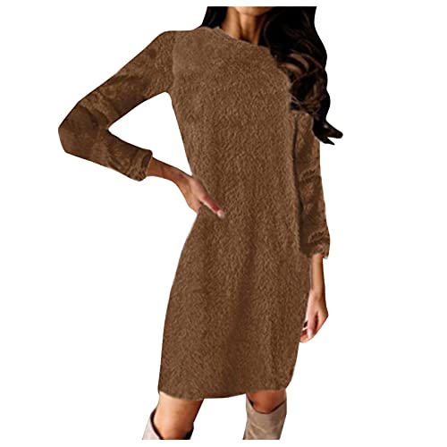 Robe tricotée femme en maille polaire isolante contre le froid