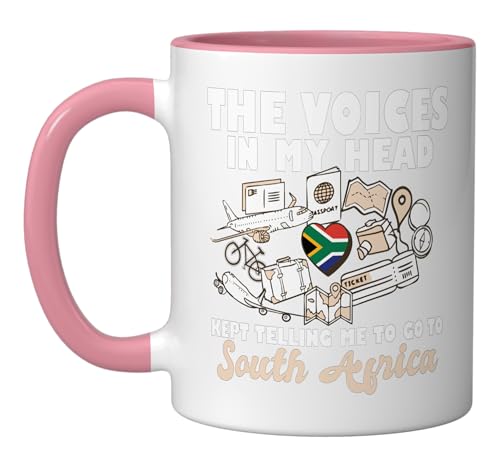 South Africa Trip Souvenir Matching Travel Vacation Tour Ceramic Mug, Pink/White