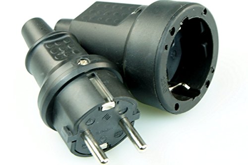 Preisvergleich Produktbild 5 Set Schukostecker u. Schukokupplung Schutzkontakt robustes Vollgummigehäuse