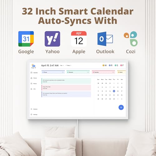 Dragon Touch 32" Digital Calendar Chore Chart – 1080P Full HD Interactive Touchscreen, Smart Family Planner, Hearth Display Digital Calendar Wall & Desk Mountable for Seamless Scheduling