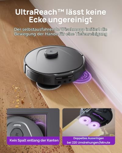 3i P10 Ultra Saugroboter mit Wischfunktion, 18000Pa Starke Saugkraft, erweiterbare Rand- und Eckwischfunktion, automatische Heißwäsche, Trocknung, Selbstentleerung & Wasser-Selbstnachfüllung – Bild 4