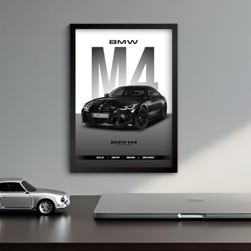 Image of M4 Poster | Framed A4 Sized (31 x 23 cm) | Car Posters for Wall, Gift for Boys | Supercar Frames | Poster M4 Competition Sportscar Frame | Car Posters for Wall, Bedroom, Hostel, Study Room (F 170)