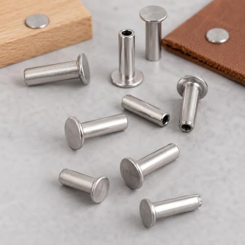 Garneck 4 Paare Nieten am Griff eines Küchenmessers Küchenmesser Nieten Messergriff Zubehör befestigungshaken Messergriff DIY Befestigungsniete Messergriff-Ersatzniete Rostfreier Stahl