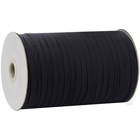 DC True Elastic Bands for Sewing - Length 144 Yards 1/4 Inch Width - Black Braided Elastic Band for Masks, Waistband - Stretch Cord for DIY Projects - Easy-to-Cut Elastic Spool for Mask Straps, Wigs Cover