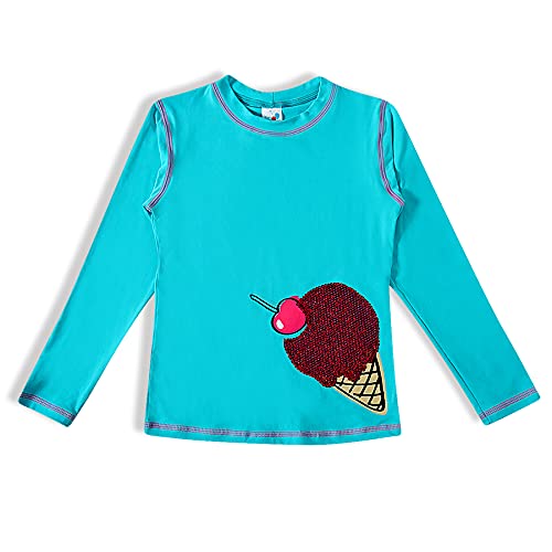 Camiseta de Praia Manga Longa, Tip Top, Meninas, Turquesa Claro, 8