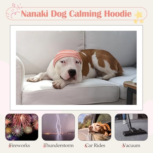 Image of Nanaki Calming Hoodie Dog Grooming Ear Cover Anxiety Relief-No Shake Dog Ear Wrap Hematoma, Striped Head Wrap Snoods for Noise Protection, Bath, Fireworks, Thunderstorm, Blow Drying, Warm-Keeping
