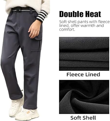 Kids Winter Snow Ski Pants Boys Girls Fleece Lined Warm Pants Waterproof Windproof Softshell Outdoor Hiking Pants4