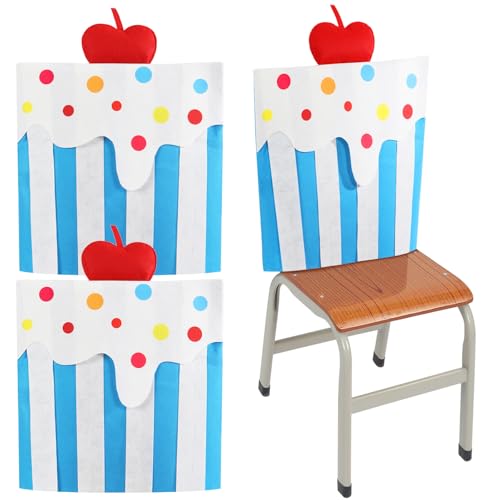 Moukeren 2 Pcs Happy Birthday Chair Cover 19.69 x 19.69 Inch Birthday Seat Cover Cake Chair Back Covers for Kids Student Home School Classroom Office Dining Party Decorations(Blue)